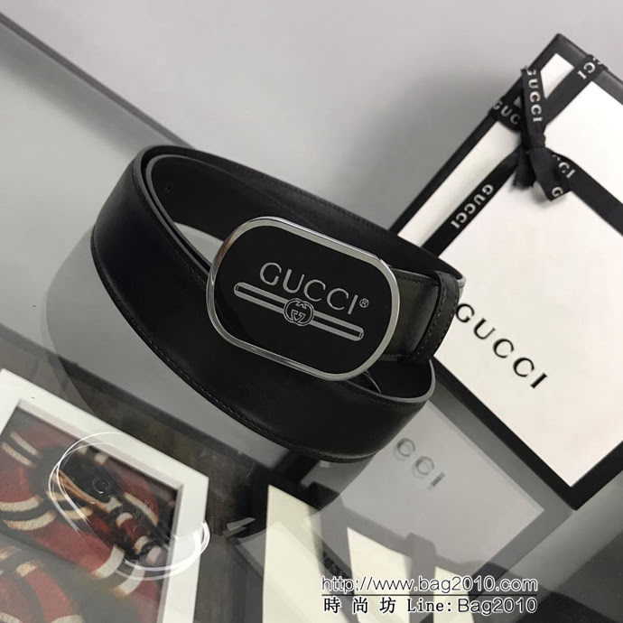 GUCCI古馳 官網新款 正品規格 原單品質  休閒商務 橢圓磨膠板扣 小牛皮男士皮帶  xfp1082